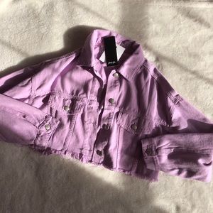 Nasty gal fuchsia cropped denim jacket